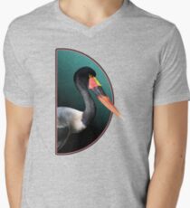 Saddle-Billed Stork Portrait V-Neck T-Shirt