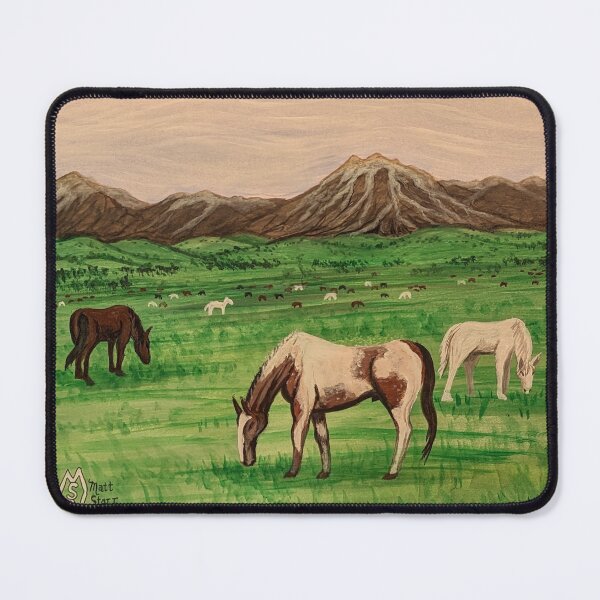 Item preview, Horses grazing near the mountain range  designed and sold by Matt Starr Fine Art .
