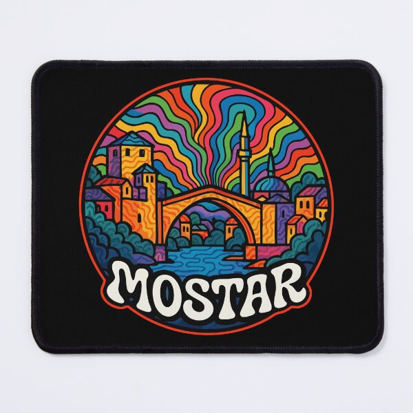 Item preview, Mostar Bridge Bosnia And Herzegovina Trippy Art Travel designed and sold by TomFrontierArt.