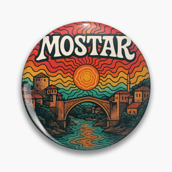Item preview, Mostar Bridge Bosnia And Herzegovina Trippy Art designed and sold by TomFrontierArt.