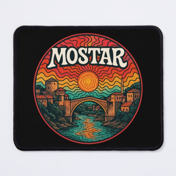 Item preview, Mostar Bridge Bosnia And Herzegovina Trippy Art designed and sold by TomFrontierArt.