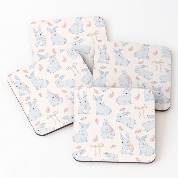 Item preview, White Rabbits with Bows and Feathers designed and sold by AnimaliaStar.