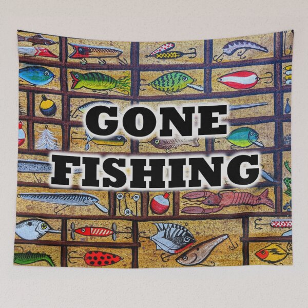 Item preview, Gone fishing with lures in a tackle box  designed and sold by Matt Starr Fine Art .