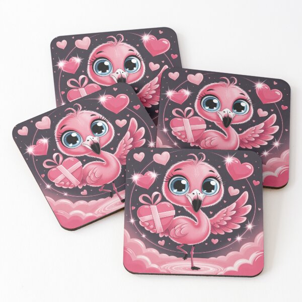 Item preview, Cute Valentine Flamingo Holding Heart designed and sold by CuteAnimalAura.