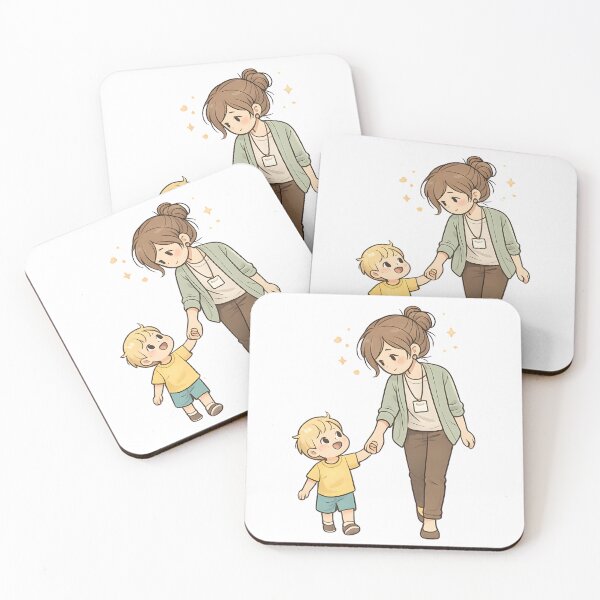 Item preview, Childhood Educator Holding Child’s Hand – Trust and Care Illustration designed and sold by KivaroArt.