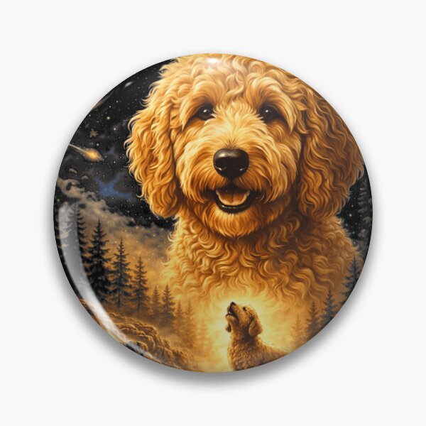 Item preview, Majestic Golden Doodle Dog Spirit Guide Celestial Forest Nature Stars Art designed and sold by SaboCollita.