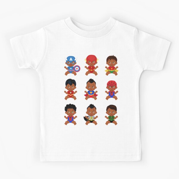 Afroamerikaner Superheldbaby Superheld Multikulturelle Baby Kostume Superbaby Jungen Clipart Kinder T Shirt Von Sandytov Redbubble