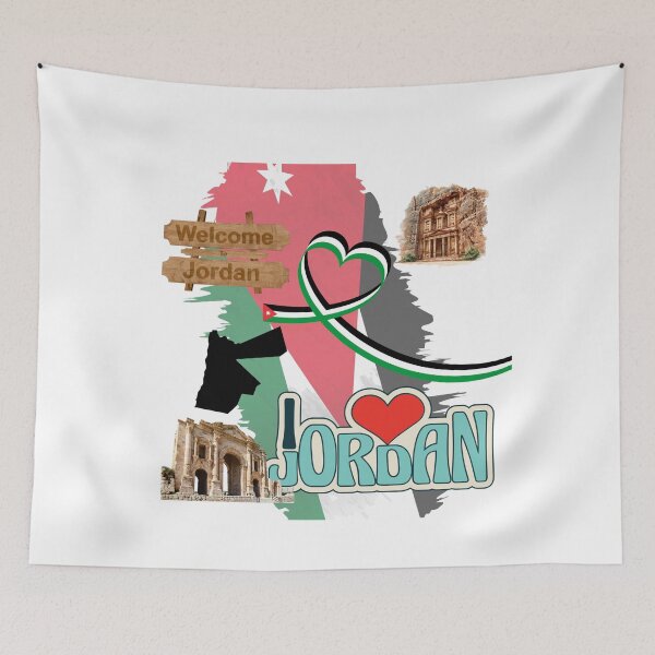 Item preview, I Love Jordan – Petra & Jerash Landmarks with Jordan Flag Heart Design designed and sold by GoldenSparkleShop.