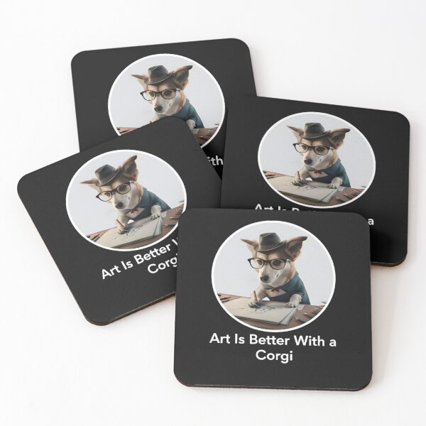 Item preview, Funny Corgi Artist T-Shirt - Art Is Better With a Corgi Graphic - Sophisticated Dog Illustrator in Fedora and Glasses Painting - Cute Puppy Art Gift designed and sold by ZyxDes.