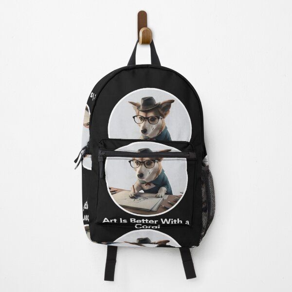 Item preview, Funny Corgi Artist T-Shirt - Art Is Better With a Corgi Graphic - Sophisticated Dog Illustrator in Fedora and Glasses Painting - Cute Puppy Art Gift designed and sold by ZyxDes.