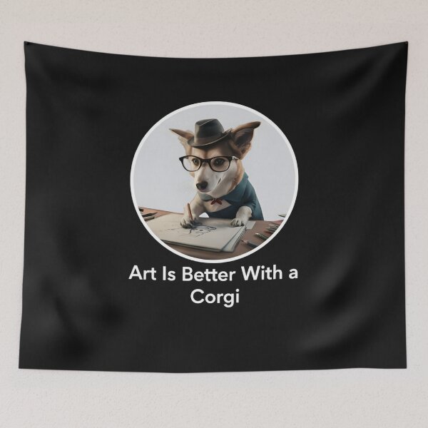 Item preview, Funny Corgi Artist T-Shirt - Art Is Better With a Corgi Graphic - Sophisticated Dog Illustrator in Fedora and Glasses Painting - Cute Puppy Art Gift designed and sold by ZyxDes.