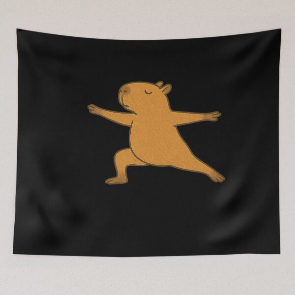 Item preview, Capybara Warrior Pose – Cute Meditating Capybara Yoga Illustration designed and sold by digitalbitcraft.