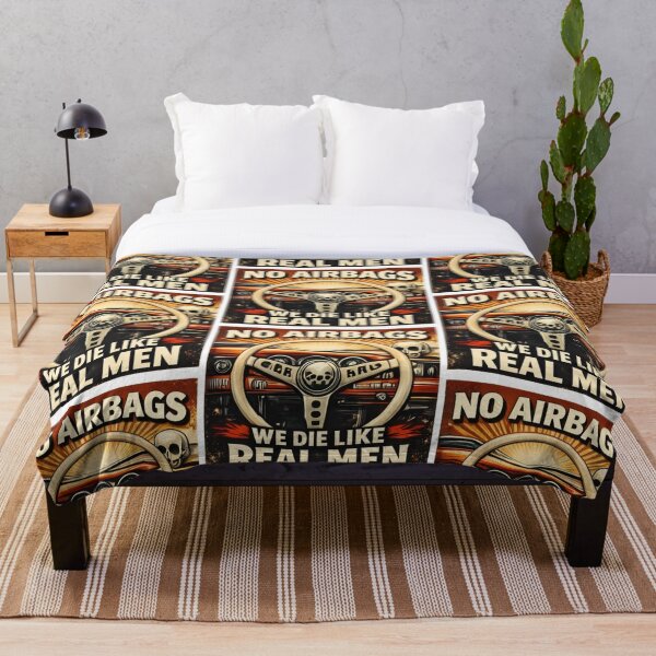 Artikelvorschau, No Airbags We Die Like Real Men Vintage Car Culture Steering Wheel Design entworfen und verkauft von AmaroWheels.