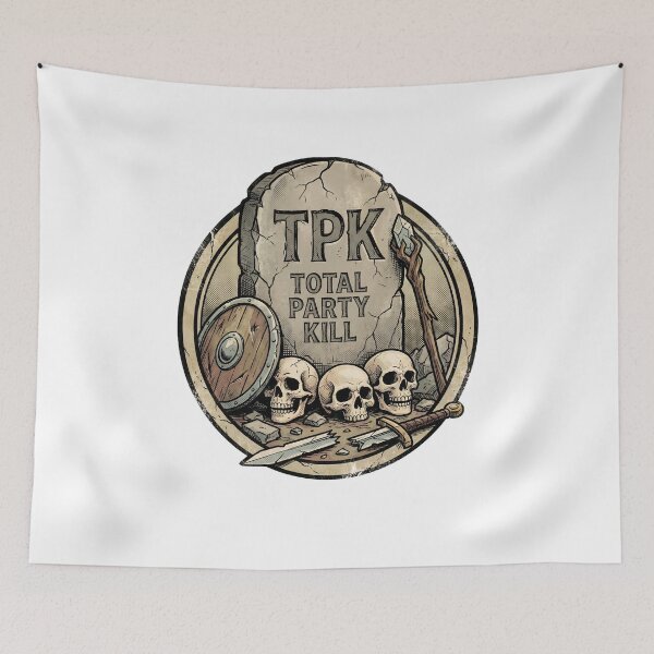 Item preview, TPK Total Party Kill Badge Retro RPG Art designed and sold by Fenay Designs.