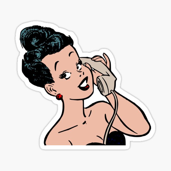 lady cartoon telephone Sticker