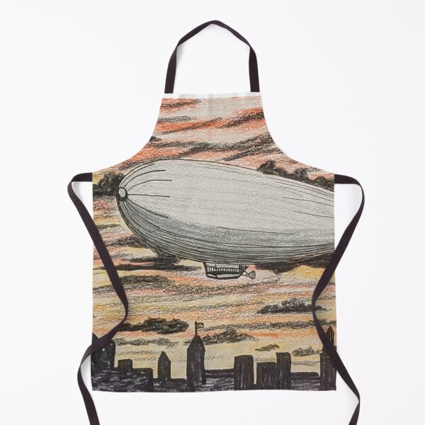 Item preview, Zeppelin airship flying over the city at sunset designed and sold by Matt Starr Fine Art .