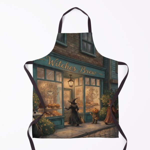 Item preview, Witches Brew Coffee Shop Cozy Halloween Art Print designed and sold by AbstractAuraArt.