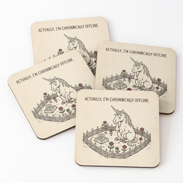Item preview, Chronically Offline Unicorn - Funny Medieval Woodcut Art designed and sold by SHK-Designs.