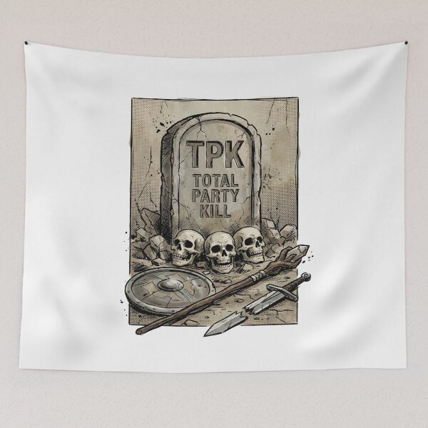 Item preview, TPK Total Party Kill Gravestone Comic Style Graphic designed and sold by Fenay Designs.