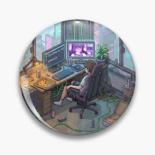Item preview, Cozy Isometric Gamer Room - Coding Panic & Late Night Lofi Vibe designed and sold by MarCinu Art.