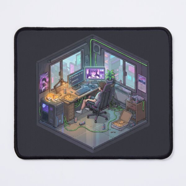 Item preview, Cozy Isometric Gamer Room - Coding Panic & Late Night Lofi Vibe designed and sold by MarCinu Art.