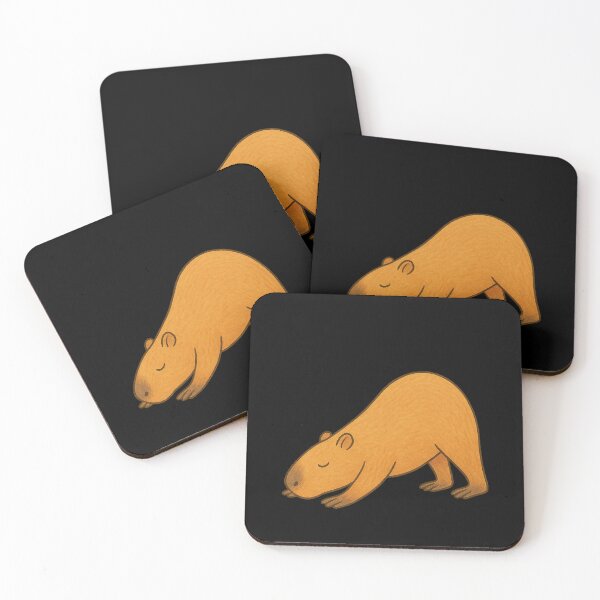 Item preview, Capybara Downward Dog Pose – Cute Relaxed Capybara Yoga Illustration designed and sold by digitalbitcraft.