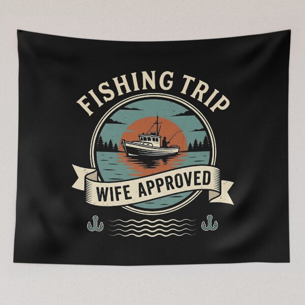 Item preview, Wife Approved Fishing Trip Vintage Sunset Fishermen & Husbands designed and sold by Emmatshirt1.