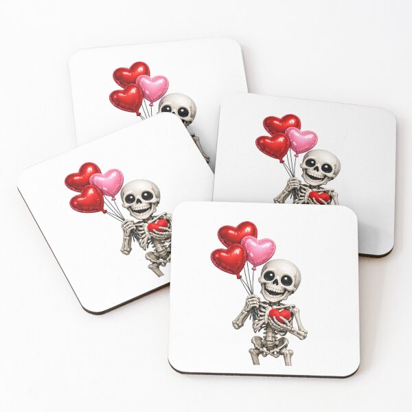Item preview, Cute Skeleton Holding Heart Balloons – Funny Valentine’s Day Love Design designed and sold by MirAgency.