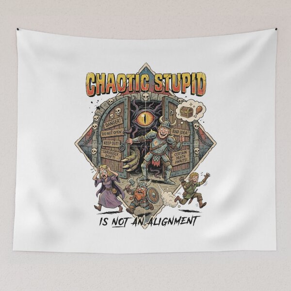 Item preview, Chaotic Stupid Is Not An Alignment Monster Door Art designed and sold by Fenay Designs.
