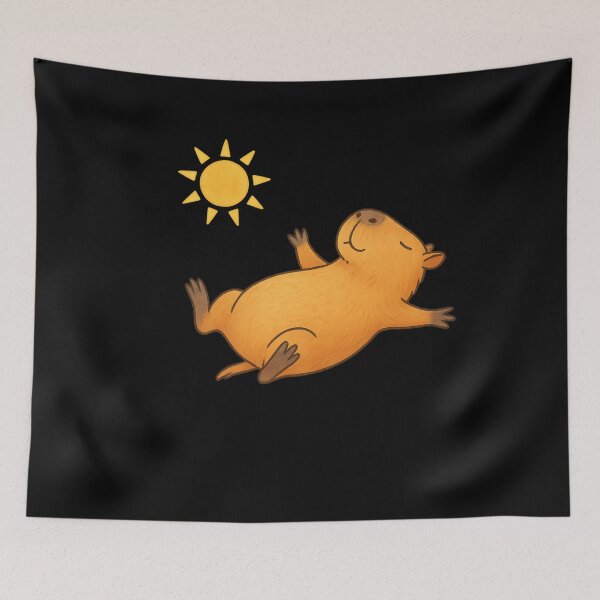 Item preview, Capybara Sunbathing Belly Up – Cute Relaxed Capybara Lounging Illustration designed and sold by digitalbitcraft.