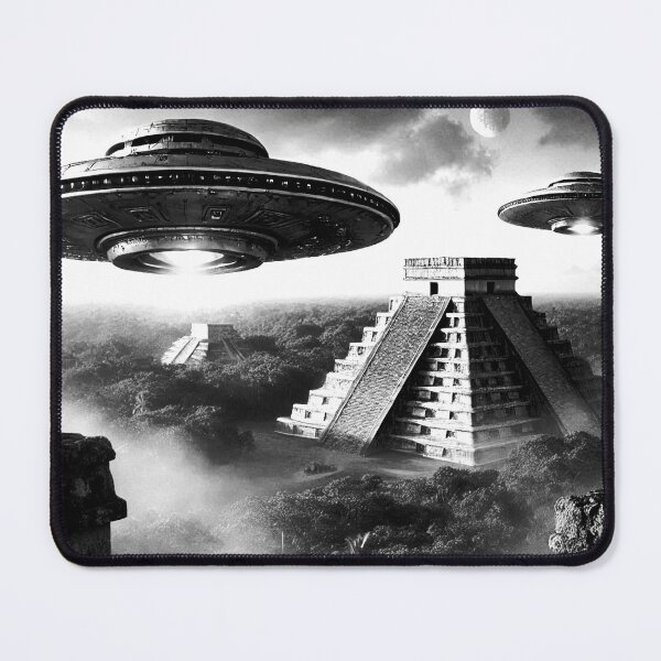 Item preview, “Ancient Pyramid UFO Encounter – Surreal Cosmic Art” designed and sold by Dogandesighn.