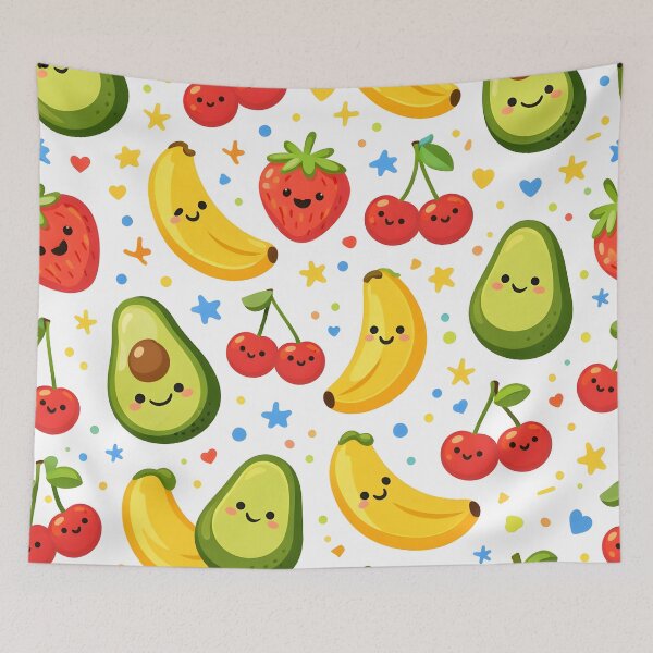 Item preview, Happy Fruit Parade Pattern – Cute Colorful Fruit Vector Art for Kids and Fun Gifts designed and sold by WAUZ.