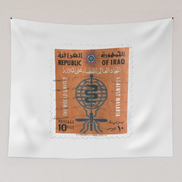 Item preview, Iraq Against Malaria Orange Vintage Postage Stamp designed and sold by red-amber65.