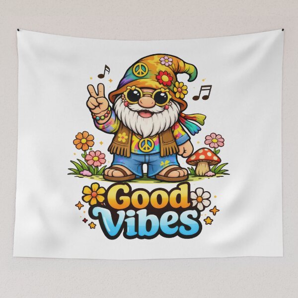 Item preview, Good Vibes Hippie Gnome – Peace Sign Happy Gnome Art designed and sold by Moriarty's Digital Visions.