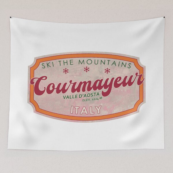 Item preview, Courmayeur, Italy, Valle d’Aosta, Ski, textured skiing badge designed and sold by Wanderful-roads.