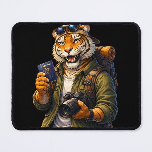 Item preview, Traveler Tiger with Backpack – Wanderlust Nomad Travel Lifestyle Animal Art designed and sold by ColorSplash123.