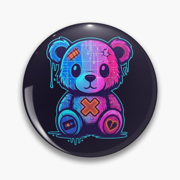 Item preview, Neon Glitch Bear Cyberpunk Circuit Aesthetics designed and sold by MarCinu Art.