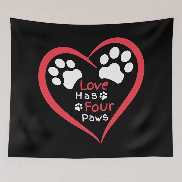 Item preview, Love Has Four Paws - Heart with Dog and Cat  Paw Prints Pet Lovers  designed and sold by NaturEdeN.