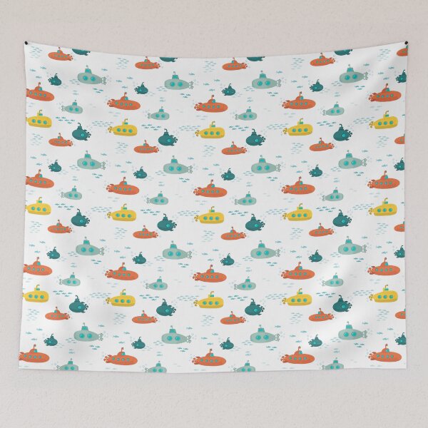 Item preview, Cute Submarine Nautical Deep Sea Fish Pattern designed and sold by idovedesign.