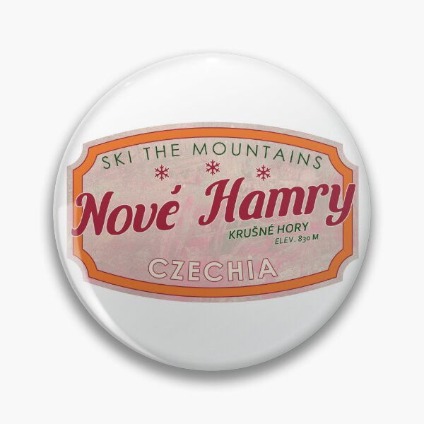Item preview, Nové Hamry, Czechia, Krušné hory, Ski, textured skiing badge designed and sold by Wanderful-roads.