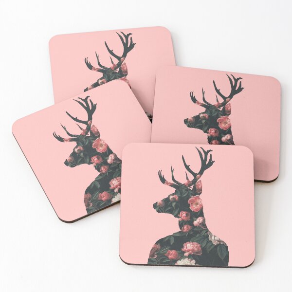 Item preview, Floral Deer Silhouette – Dark Botanical Wildlife Art designed and sold by Neurodelic.