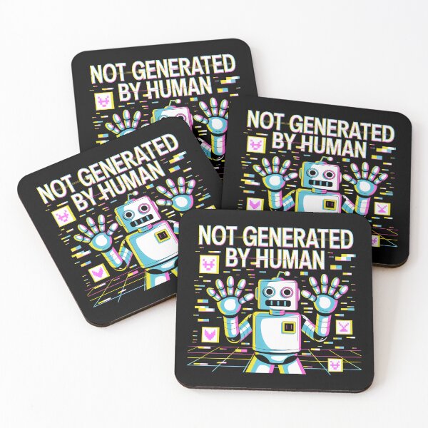 Item preview, Not Generated By Human Retro Robot - Glitch Art Aesthetic designed and sold by SplashTastic.