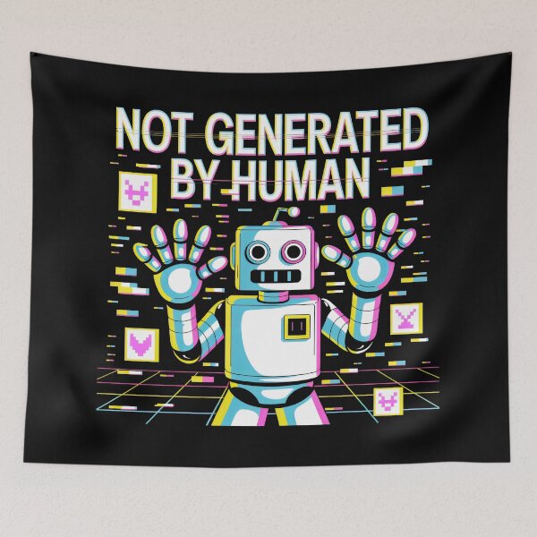 Item preview, Not Generated By Human Retro Robot - Glitch Art Aesthetic designed and sold by SplashTastic.