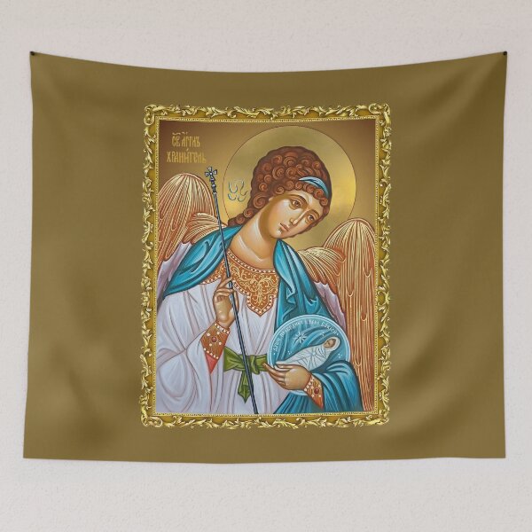 Item preview, Guardian Angel Orthodox Icon , in a frame, inscription in Russian designed and sold by orthodox-icon.