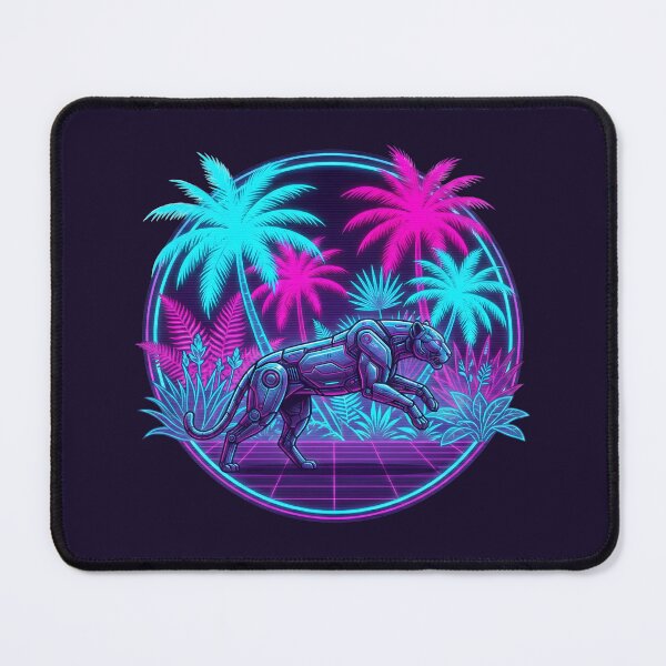 Item preview, Cybernetic Panther Synthwave Neon 80s Retro Futurism designed and sold by MarCinu Art.