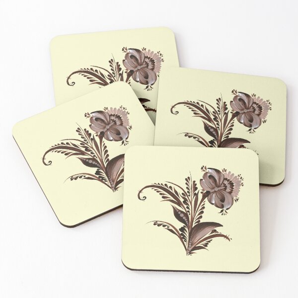Item preview, Brown flower Ukraine art, Petrykivka style, author's drawing designed and sold by Sunflower-7.