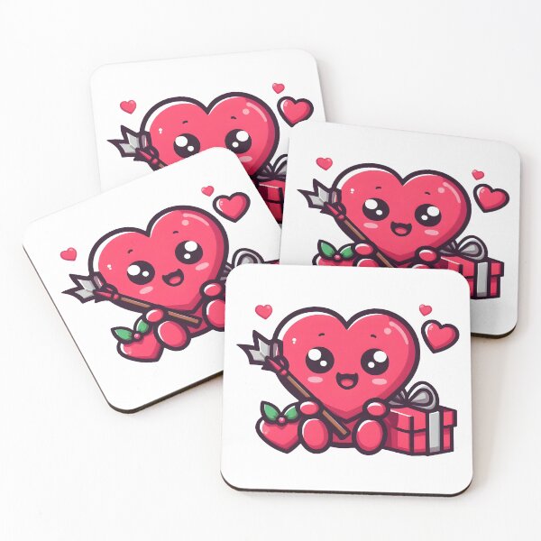Item preview, Cute Valentine Heart Character with Arrow and Gift. designed and sold by The-T-In-Retro.