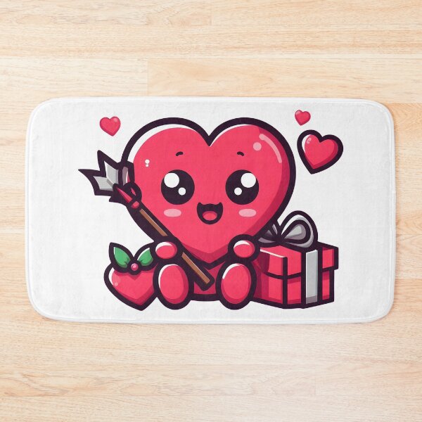 Item preview, Cute Valentine Heart Character with Arrow and Gift. designed and sold by The-T-In-Retro.