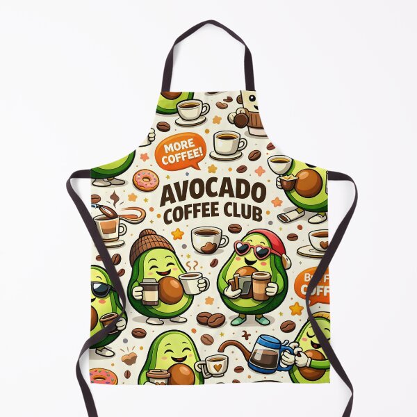 Item preview, Avocado Coffee Club Pattern – Cute Coffee & Avocado Aesthetic Food Illustration designed and sold by WAUZ.