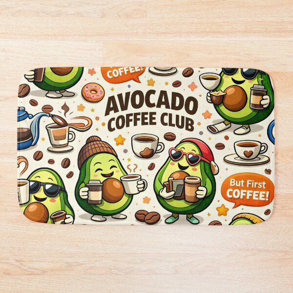 Item preview, Avocado Coffee Club Pattern – Cute Coffee & Avocado Aesthetic Food Illustration designed and sold by WAUZ.